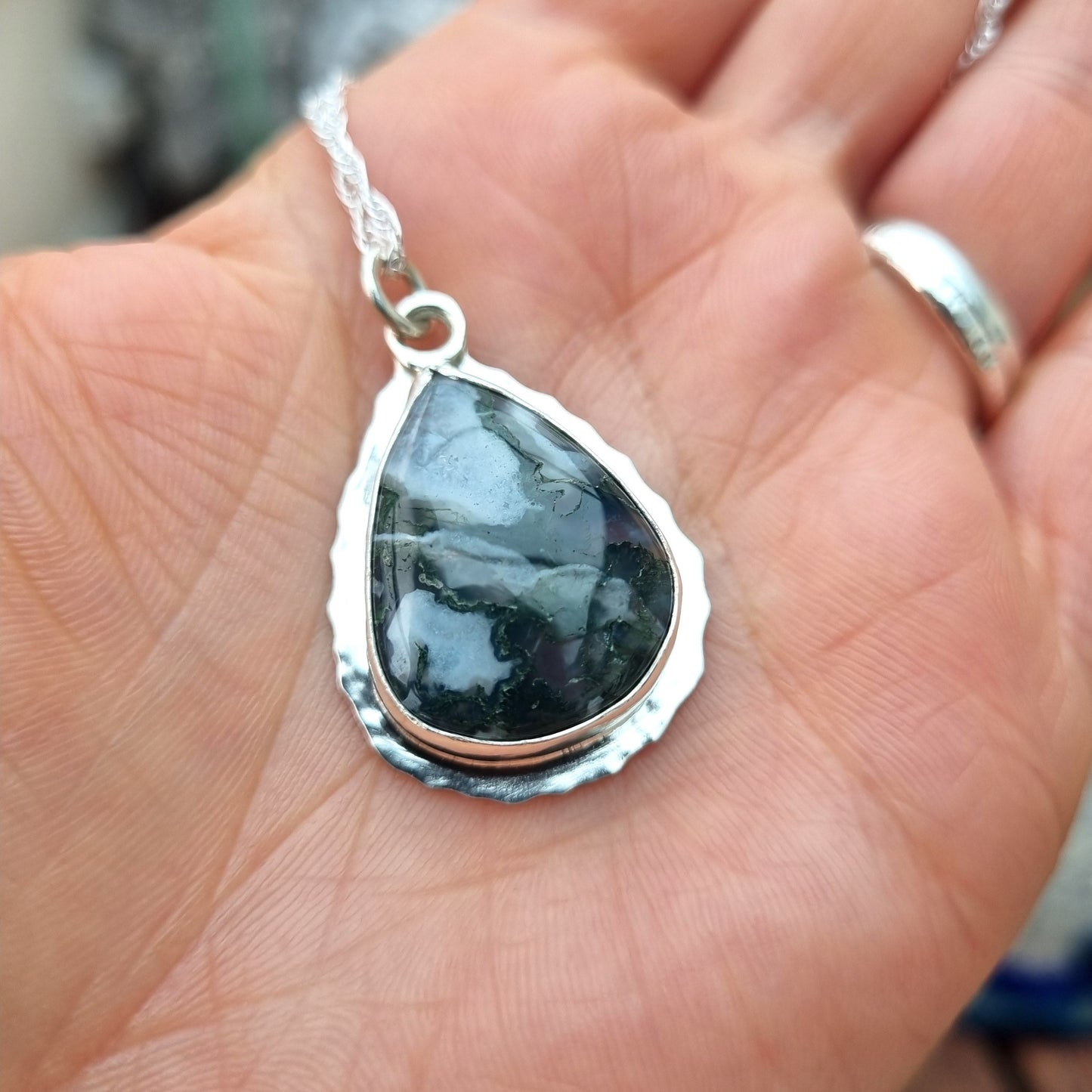 Smoke and Mirrors - Moss Agate Necklace