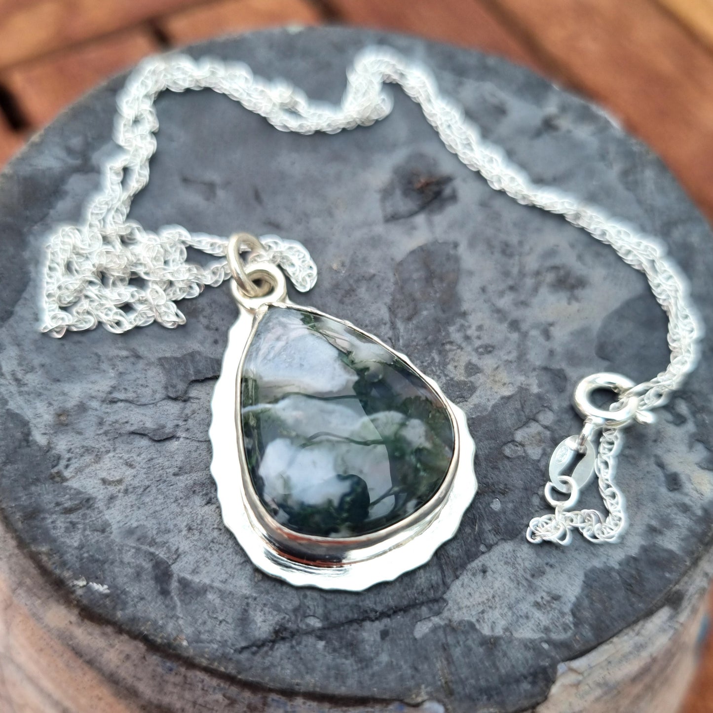 Smoke and Mirrors - Moss Agate Necklace