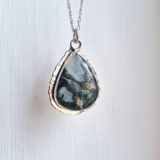 Smoke and Mirrors - Moss Agate Necklace